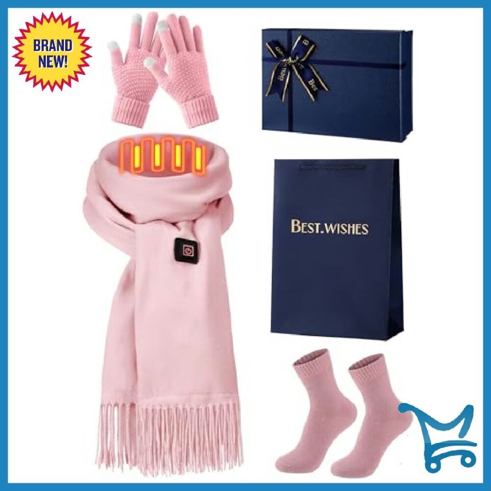 Heated Scarf Set with Touchscreen Gloves & Thermal Socks Gift Box - Picture 2 of 8